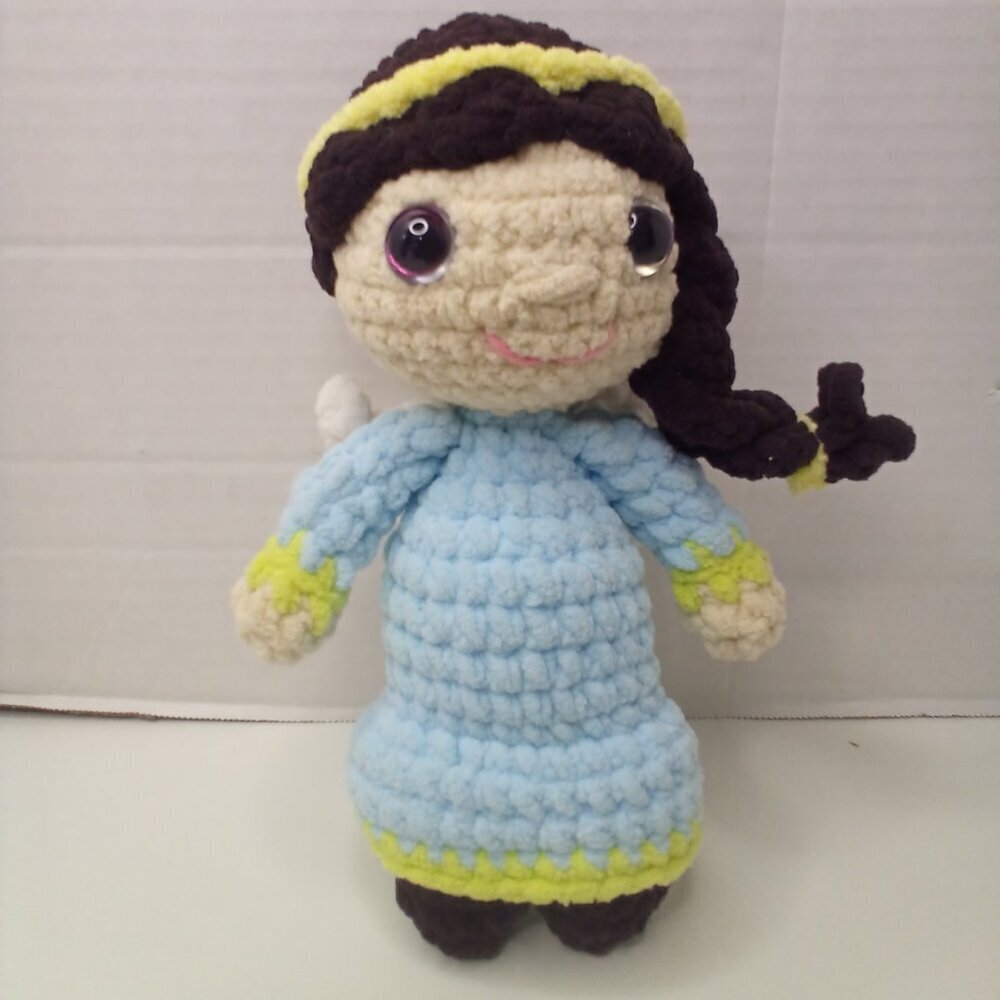 Crochet Angel Doll Handmade Braided Hair Wings 10"